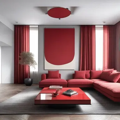 The modern living room design incorporated a red flag motif, adding a touch of revolutionary spirit to the space.