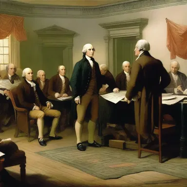 The signing of the Declaration of Independence was a town meeting where the inhabitants of the town came together to discuss and decide upon important matters.
