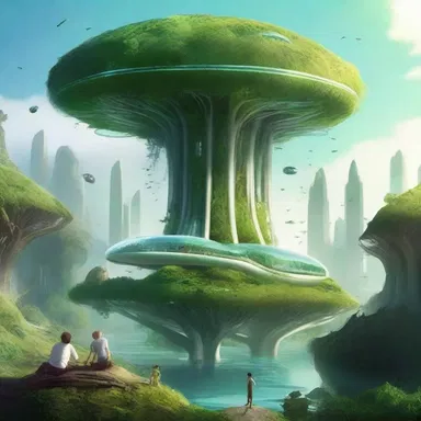 The novel depicts a futuristic ecologic society where humans have found alternative ways to live in harmony with nature.