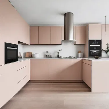 The minimalist kitchen design featured a soft color scheme and mild-tasting materials for a calming effect.