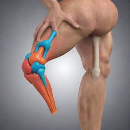 A 3D illustrated concept of joint health, showing vividly colored, strong and healthy human knee and elbow joints, to illustrate the importance of maintaining good joint health.