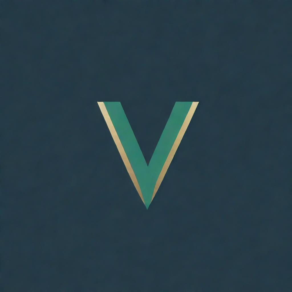 Generate a sophisticated Virturize logo featuring an uppercase modern sans-serif font. Accentuate the 'V' with an upward arrow symbolizing ascension. The color palette will balance deep blues or greens with a hint of gold or silver. Ensure consistent spacing for a polished look.