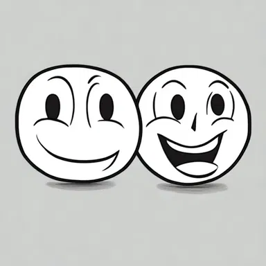 In the cartoon, the two-sided character had a happy face on one side and a sad face on the other.