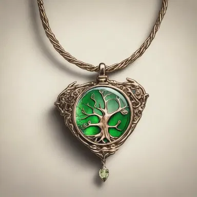 The character's necklace had a two-sided pendant, allowing her to switch between symbols representing her love for nature and her love for technology.