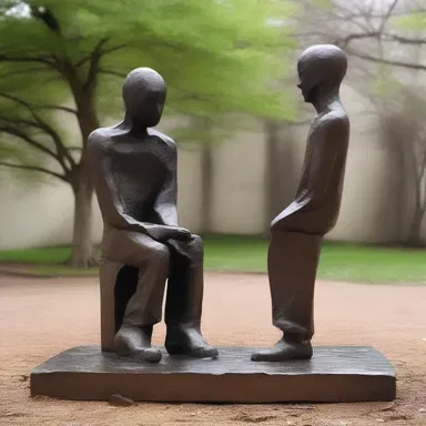 The artist created a sculpture that was two-sided, with one side depicting a joyful scene and the other side portraying sadness and grief.
