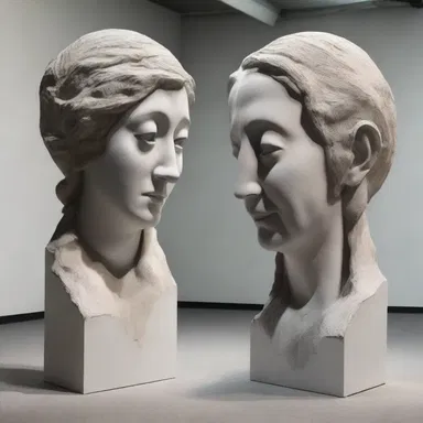 The artist created a sculpture that was two-sided, with one side depicting a joyful scene and the other side portraying sadness and grief.