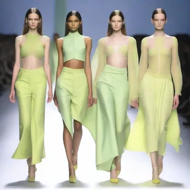 The designer showcased a collection inspired by chlorosis, incorporating shades of pale green and yellow into the garments.
