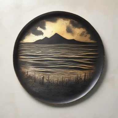 The artist used sulphuric acid to create an etching on a metal plate.
