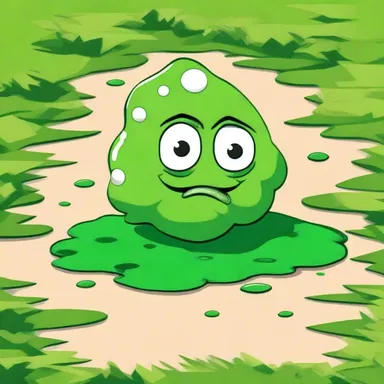 In the cartoon, the character accidentally spilled sulphuric acid on a patch of grass, causing it to turn bright green.