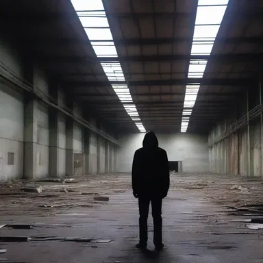 The horror movie had a scene where the protagonist visited a creepy abandoned manufacturer's warehouse.