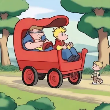 In the animated series, the characters often travel in a red wagon to go on their adventures.