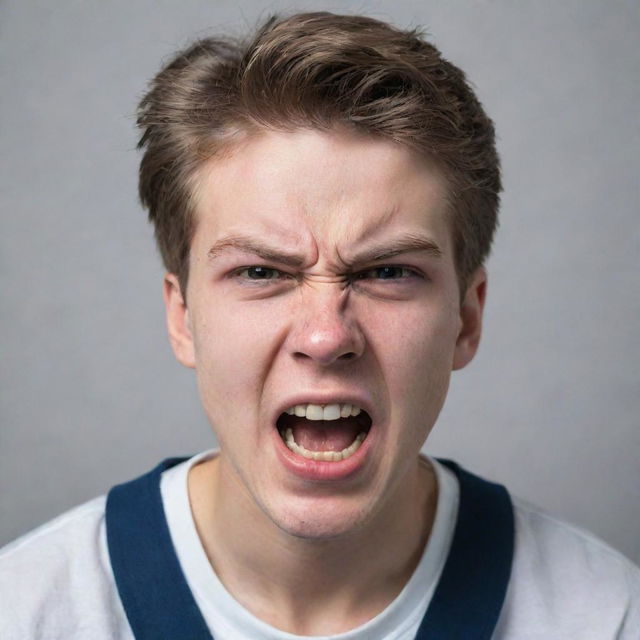 A 20-year-old individual expressing intense anger