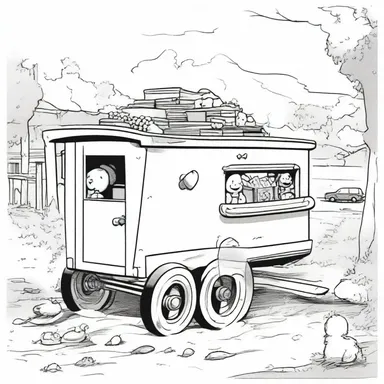 In the comic strip, the protagonist's trusty wagon is always filled with their favorite toys and snacks.