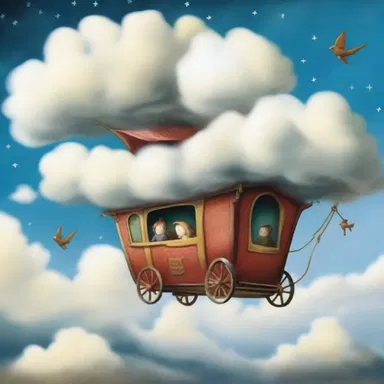The children's book featured a magical wagon that could fly through the clouds and take its occupants to faraway lands.