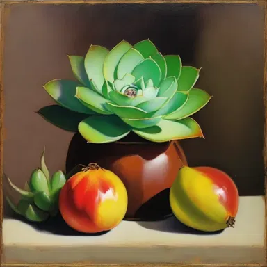 The painting showcased a succulent fruit, with its rich colors and the depicted juice seeming almost real.