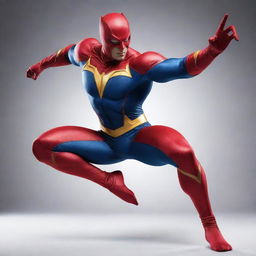 Superhero named 'Jafung' in a dynamic action pose, with a glossy and vibrant costume, portraying strength and power.