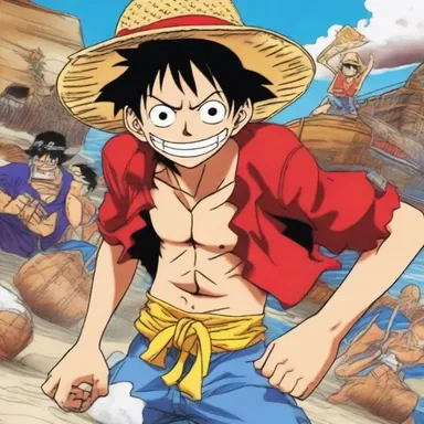 In the anime series 'One Piece', the protagonist Monkey D. Luffy aspires to become the Pirate King and sets off on a grand adventure with his crew.