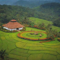 A picturesque view of the state of Onam, filled with vibrant colors, stunning natural scenery, and diverse architecture.