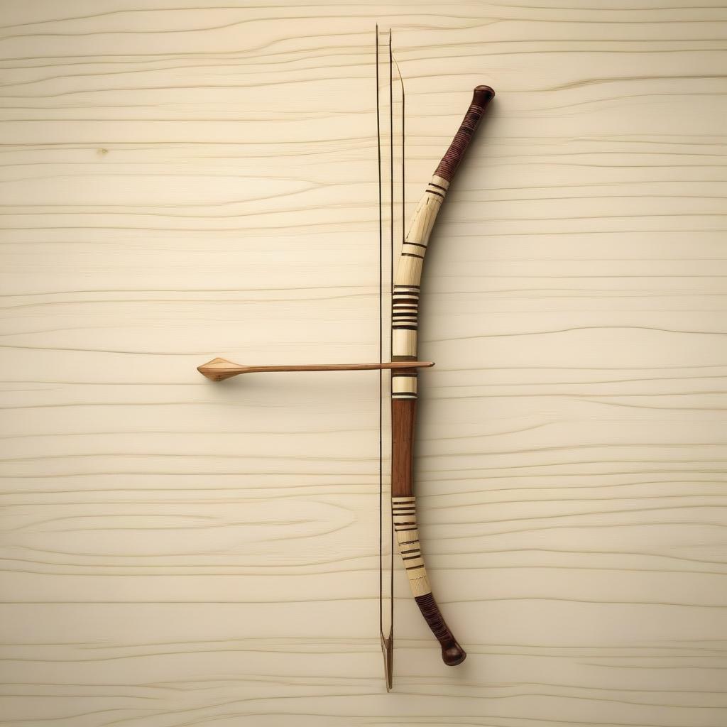 A high-quality digital art piece showcasing a bow and arrow skillfully crafted from ivory wood