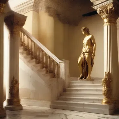 In Greek mythology, the gods would sometimes descend to Earth by sliding down a golden baluster.