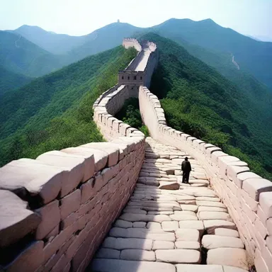 During the construction of the Great Wall of China, workers had to remove large boulders out of the way to create a clear path.