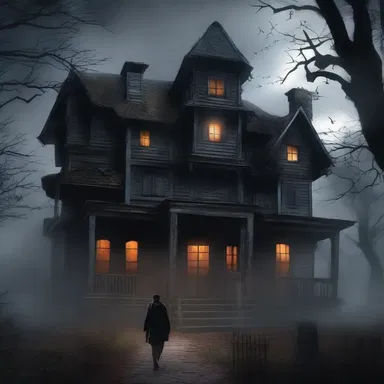 The protagonist managed to escape the haunted house, relieved that they had finally dealt with the supernatural presence and it was now out of the way.