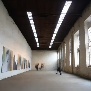 The art exhibition was set up in an abandoned warehouse out of the way of the main gallery district.