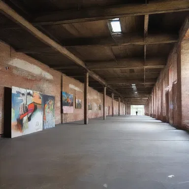 The art exhibition was set up in an abandoned warehouse out of the way of the main gallery district.