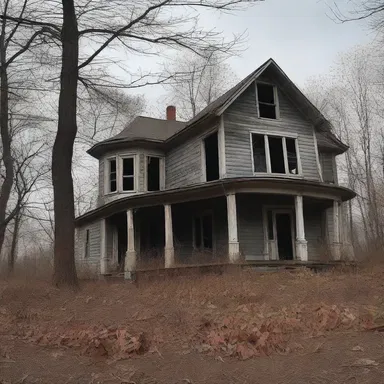 The abandoned house at the out of the way location was the perfect setting for a horror movie.