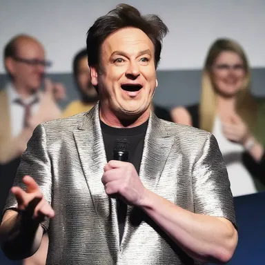 The comedian delivered his punchline silkily, making the crowd erupt in laughter.