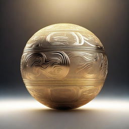 A high-quality 3D render of a golden spherical artifact