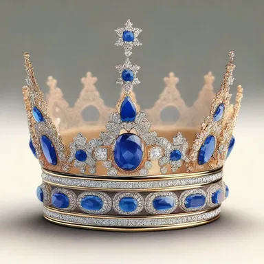 In the magical realm, the queen's crown was encrusted with precious gemmed stones, symbolizing her royal status.