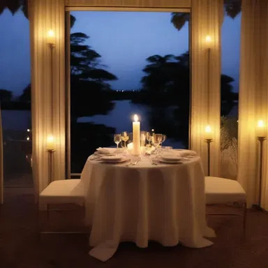 The candlelit dinner was set with such discretion, creating a wonderfully romantic atmosphere.