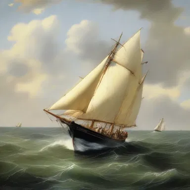 The artist's painting depicted a lone sailboat navigating upwind, capturing the struggle and determination of the sailors.