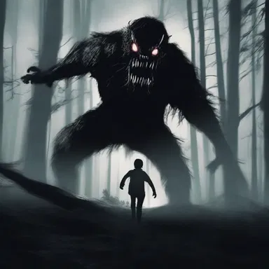 The protagonist in the horror movie ran upwind, desperately trying to escape the pursuing monster in the dark forest.