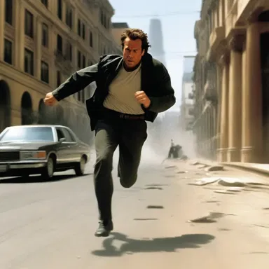 The climactic scene in the action movie depicted the protagonist running upwind towards danger.