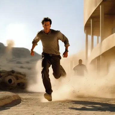 The climactic scene in the action movie depicted the protagonist running upwind towards danger.