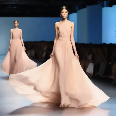 The fashion show showcased a unique collection of flowing dresses designed to billow dramatically upwind.