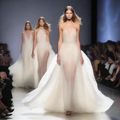 The fashion show showcased a unique collection of flowing dresses designed to billow dramatically upwind.