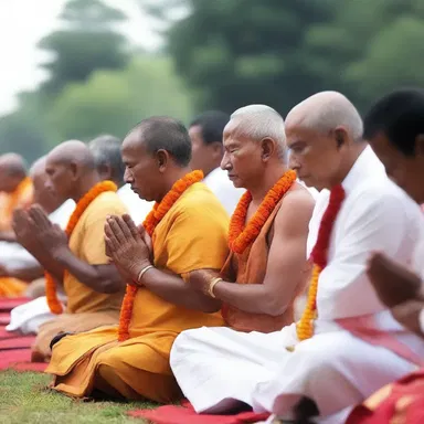 During the traditional ceremony, the devotees chanted prayers while facing upwind, symbolizing a spiritual connection with the divine.