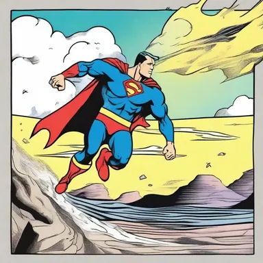 In the comic strip, the superhero flies upwind to reach the villain's lair.