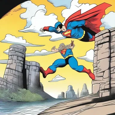 In the comic strip, the superhero flies upwind to reach the villain's lair.