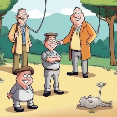 In the cartoon, the cunning character set up a trap to catch their rival.