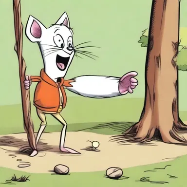 In the cartoon, the cunning character set up a trap to catch their rival.
