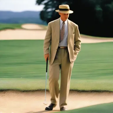 In "The Legend of Bagger Vance" by Steven Pressfield, the protagonist skillfully maneuvers out of a sand trap to win the pivotal golf tournament.