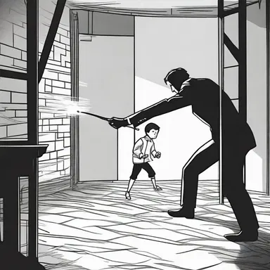 In the suspenseful scene, the protagonist sets up a trap to catch the villain and save the day.