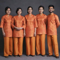 A cohesive team named 'Jafung'. Each person presenting a unique skill, draped in matching outfits, portraying unity and collaboration.