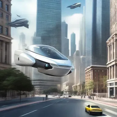 In the futuristic world of flying cars, a character rode in a sleek trap to navigate the bustling city.