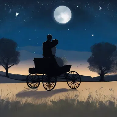 Underneath the starry night sky, the couple enjoyed a romantic ride in the elegant trap through the moonlit countryside.