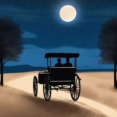 Underneath the starry night sky, the couple enjoyed a romantic ride in the elegant trap through the moonlit countryside.